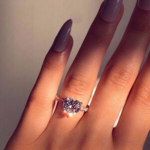 Ins best selling inlaid AAA zircon heart-shaped ring wish new European and American engagement party ring jewelry