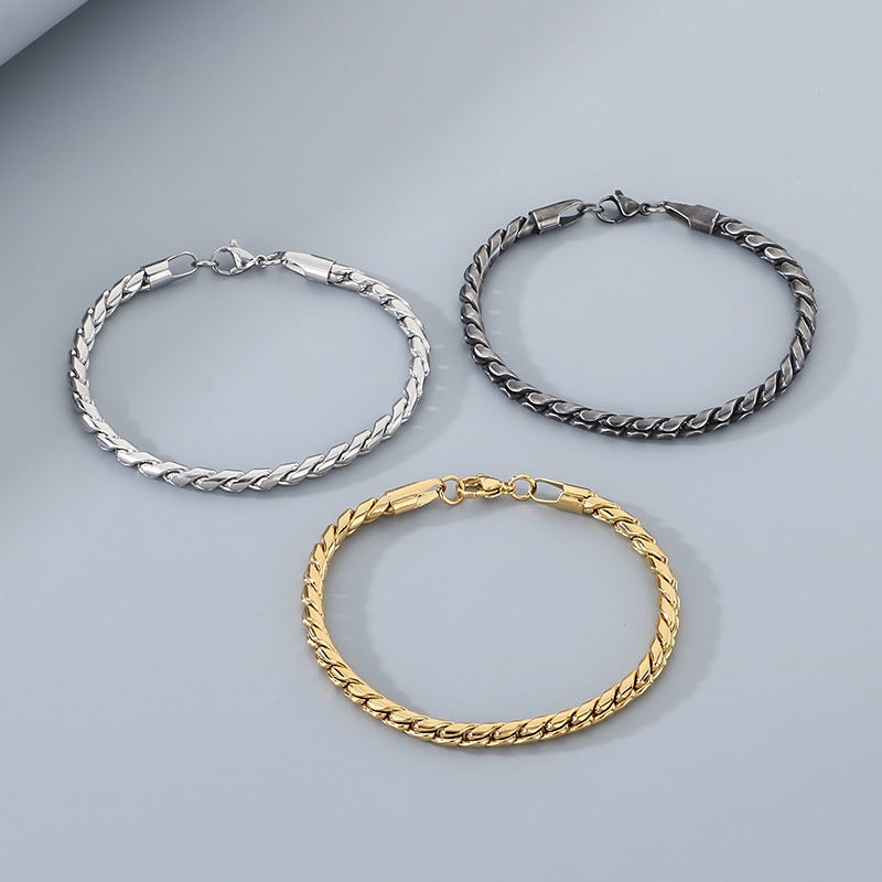 Twisted-rope Stainless Steel Mens Bracelet - Image 4