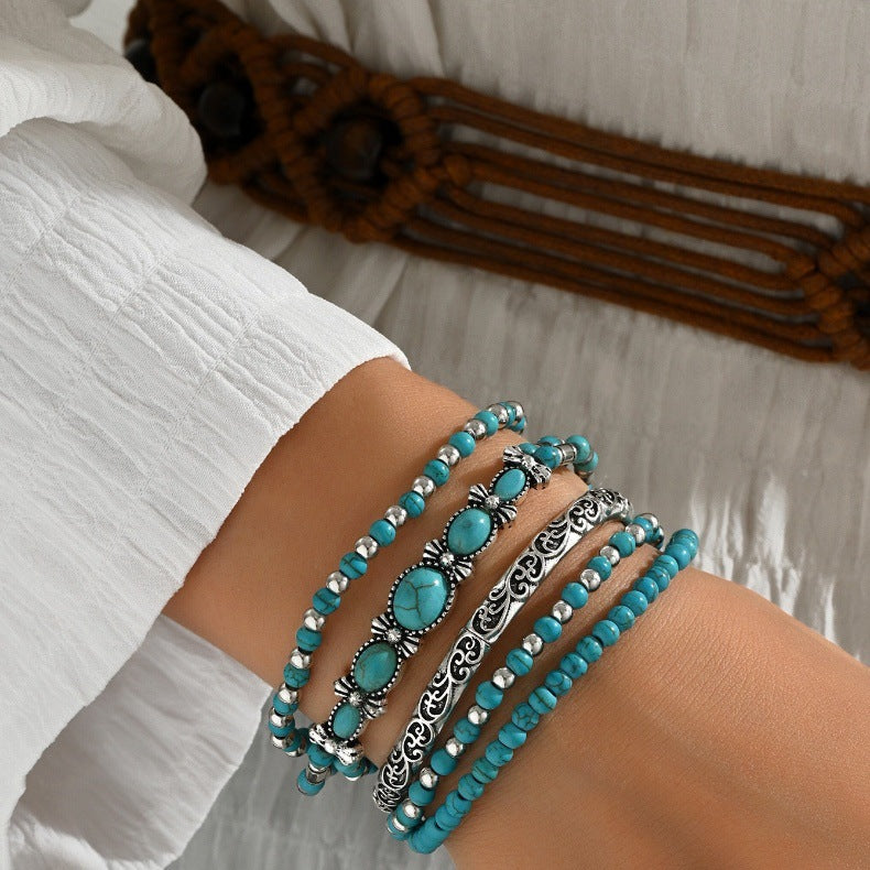 Turquoise Series Elastic Beaded Turquoise Bracelet - Image 2
