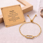 Real Mustard Seed Faith Bracelet For Women, 18K Gold Plated Stainless Steel Paperclip Chain, Adjustable Religious Christian Gift With Scripture Card