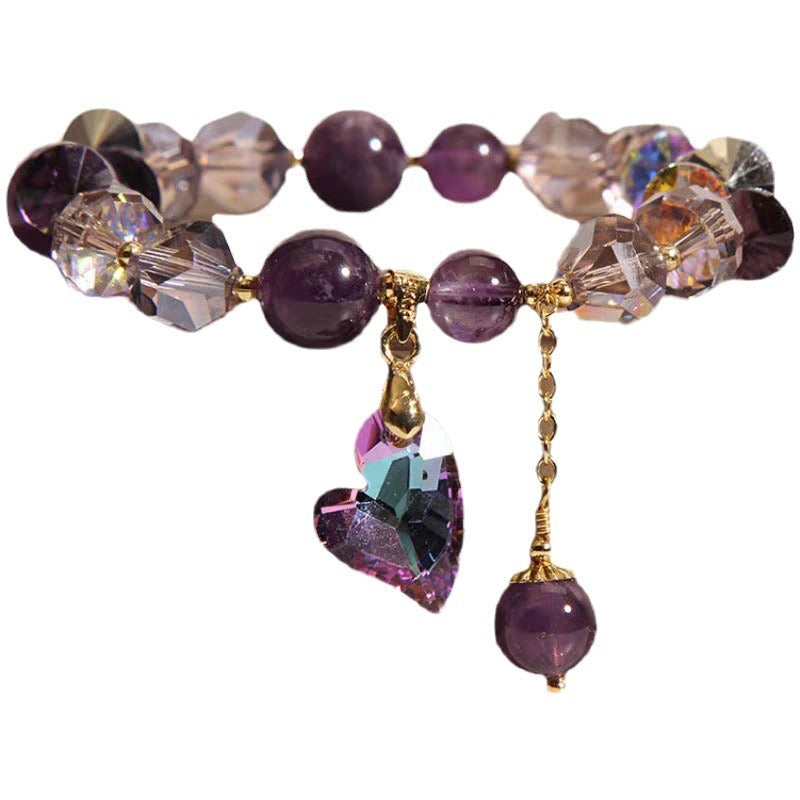 Purple Heart Crystal Bracelet Fashion Elegant Natural Amethyst Jewelry - Image 4
