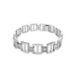 1pcs Geometric Rectangle Inlaid Crystal Link Bracelet, Elegant Luxury Minimalist Style, For Women Daily Dinner Wear & Girlfriend Valentine Anniversary Gifts