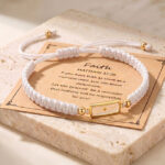Real Mustard Seed Faith Bracelet, Adjustable Braided Nylon Cord Bracelet For Women Men, Stainless Steel Religious Christian Gift With Scripture Card