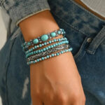 Turquoise Series Elastic Beaded Turquoise Bracelet